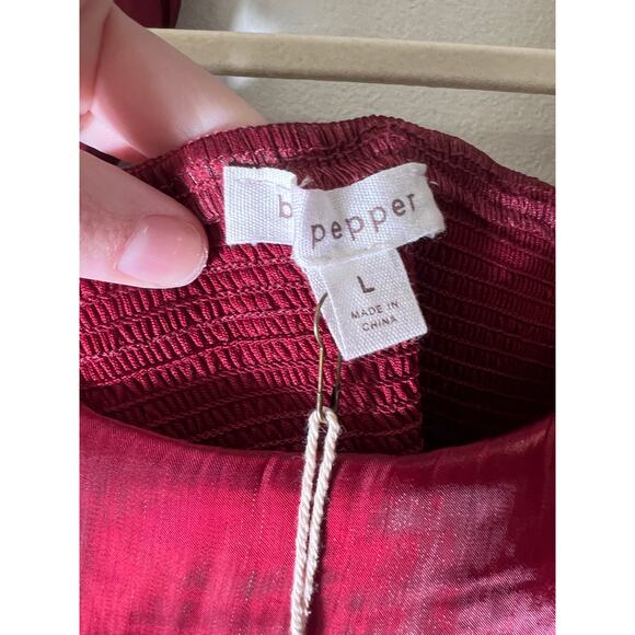 NWT Blu Pepper Burgundy Merlot Satin Dress - Picture 6 of 7